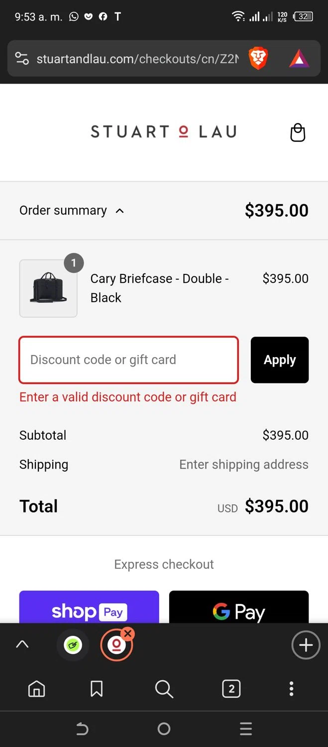 Stuart & Lau promo code screenshot showing code 24HR_2024 applied at Stuart & Lau checkout page. Uploaded by SimplyCodes community member Leannysv7lla on Feb 3, 2025