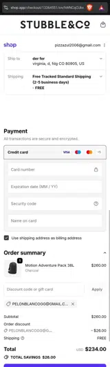 PELONBLANCOGG@GMAIL.COM coupon verification screenshot