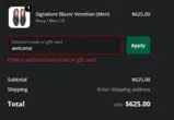 welcome coupon verification screenshot