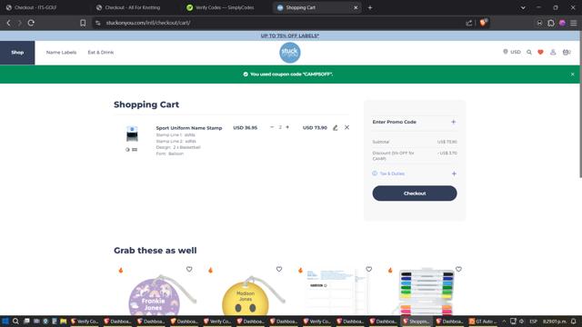Stuck On You checkout page showing Stuck On You promo code box | Screenshot taken by SimplyCodes community member on May 9, 2025