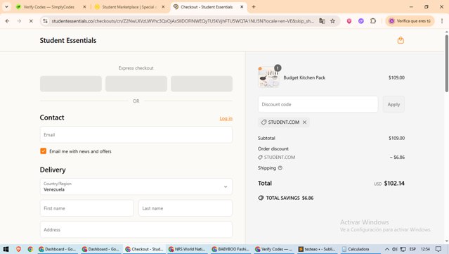 Student.com checkout page showing Student.com promo code box | Screenshot taken by SimplyCodes community member on Jun 22, 2025