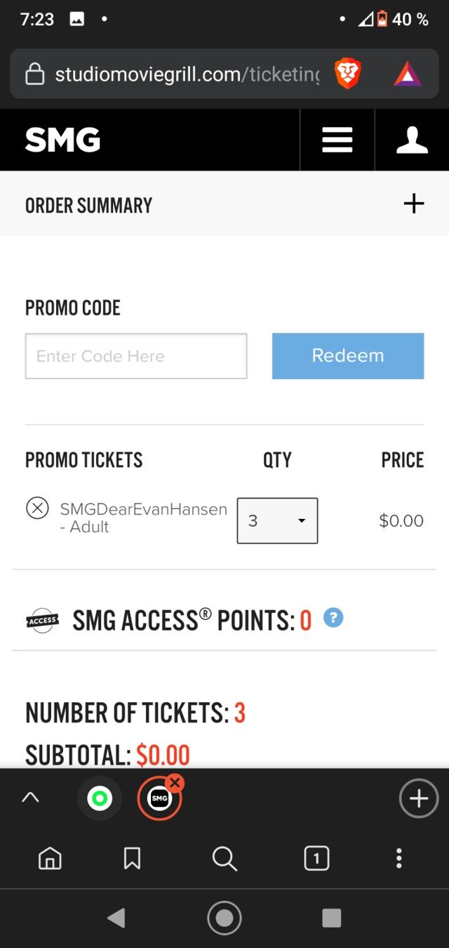 Studio Movie Grill checkout page showing Studio Movie Grill promo code box | Screenshot taken by SimplyCodes community member on Sep 24, 2021