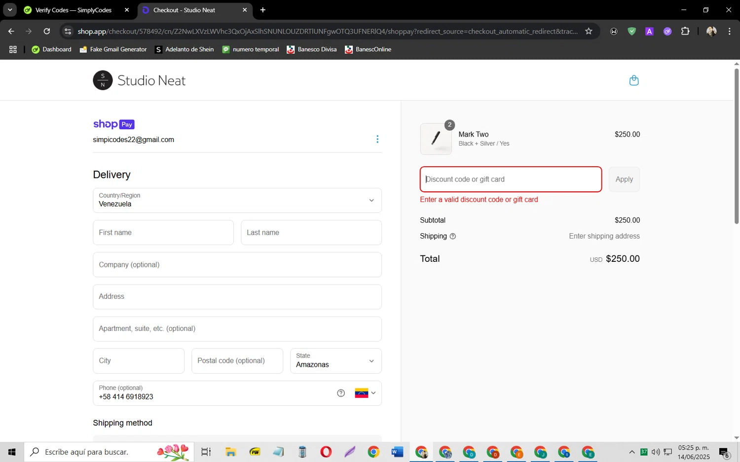 Studio Neat discount code screenshot showing code DADS2025 applied at Studio Neat checkout page. Uploaded by SimplyCodes community member jeysosmoore on Jun 14, 2025