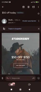 Studio Ready coupon verification screenshot