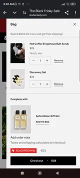 Studio Ready coupon verification screenshot