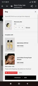 Studio Ready coupon verification screenshot