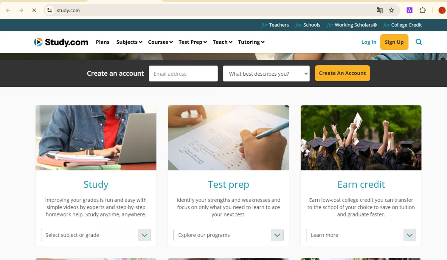 Study.com checkout page showing Study.com coupon code box | Screenshot taken by SimplyCodes community member on Dec 10, 2024