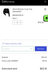 womvip coupon verification screenshot