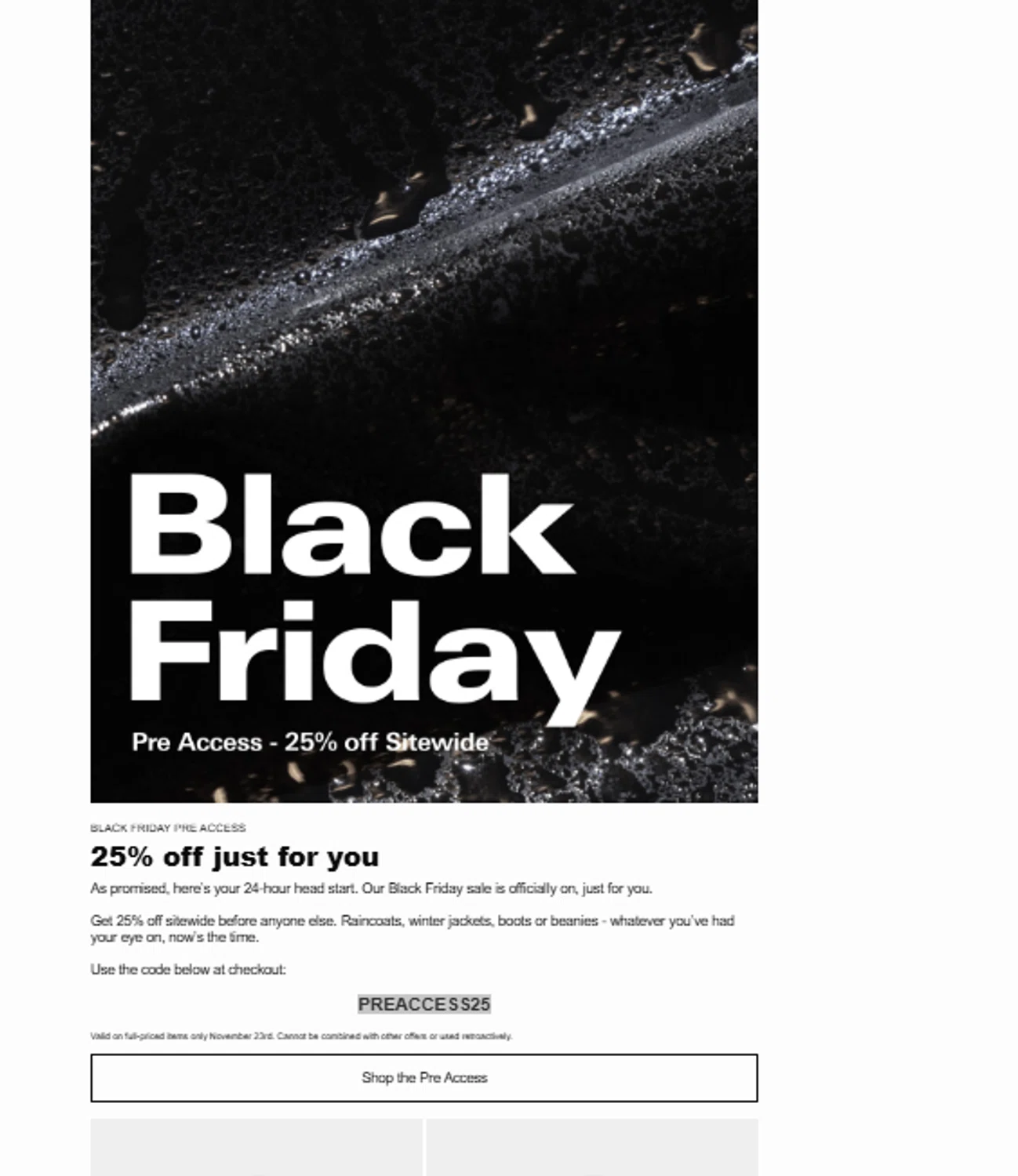 STUTTERHEIM discount code screenshot showing code PREACCESS25 applied at STUTTERHEIM checkout page. Uploaded by SimplyCodes community member Aresss on Nov 23, 2025