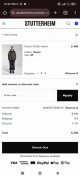 MAKEITYOURS15 coupon verification screenshot