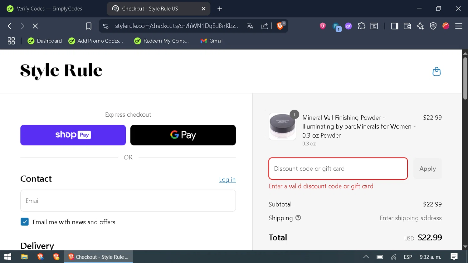 Style Rule discount code screenshot showing code STYLE15 applied at Style Rule checkout page. Uploaded by SimplyCodes community member WonderFox6469 on Jul 30, 2025