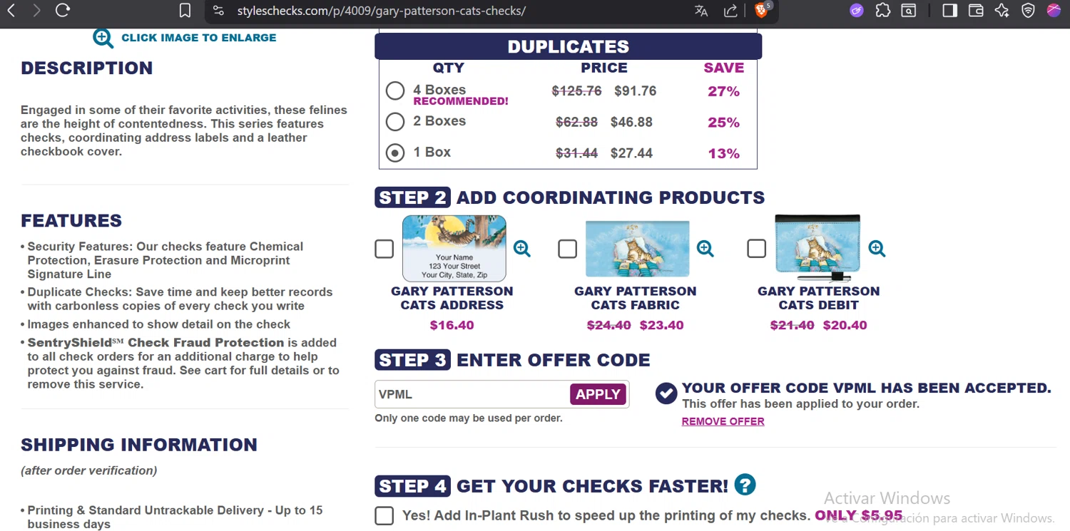 Styles Check Company promo code screenshot showing code VPML applied at Styles Check Company checkout page. Uploaded by SimplyCodes community member Trump23 on Jun 27, 2025