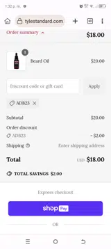 ADB23 coupon verification screenshot