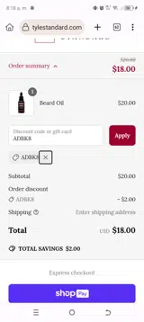 ADBK8 coupon verification screenshot