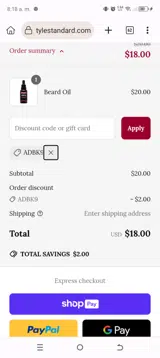 ADBK9 coupon verification screenshot