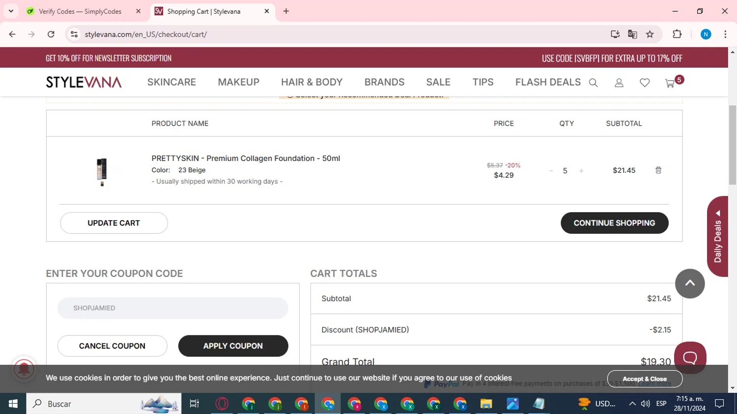 where to use Stylevana promo code box