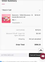 Stylevana coupon verification screenshot