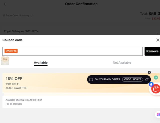 StyleWe checkout page showing StyleWe coupon code box | Screenshot taken by SimplyCodes community member on Aug 16, 2025