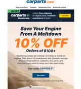 Carparts JC Whitney coupon verification screenshot