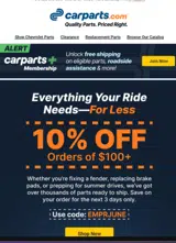 Carparts JC Whitney coupon verification screenshot