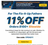 Carparts JC Whitney coupon verification screenshot