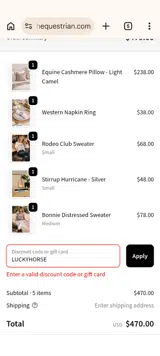 LUCKYHORSE coupon verification screenshot
