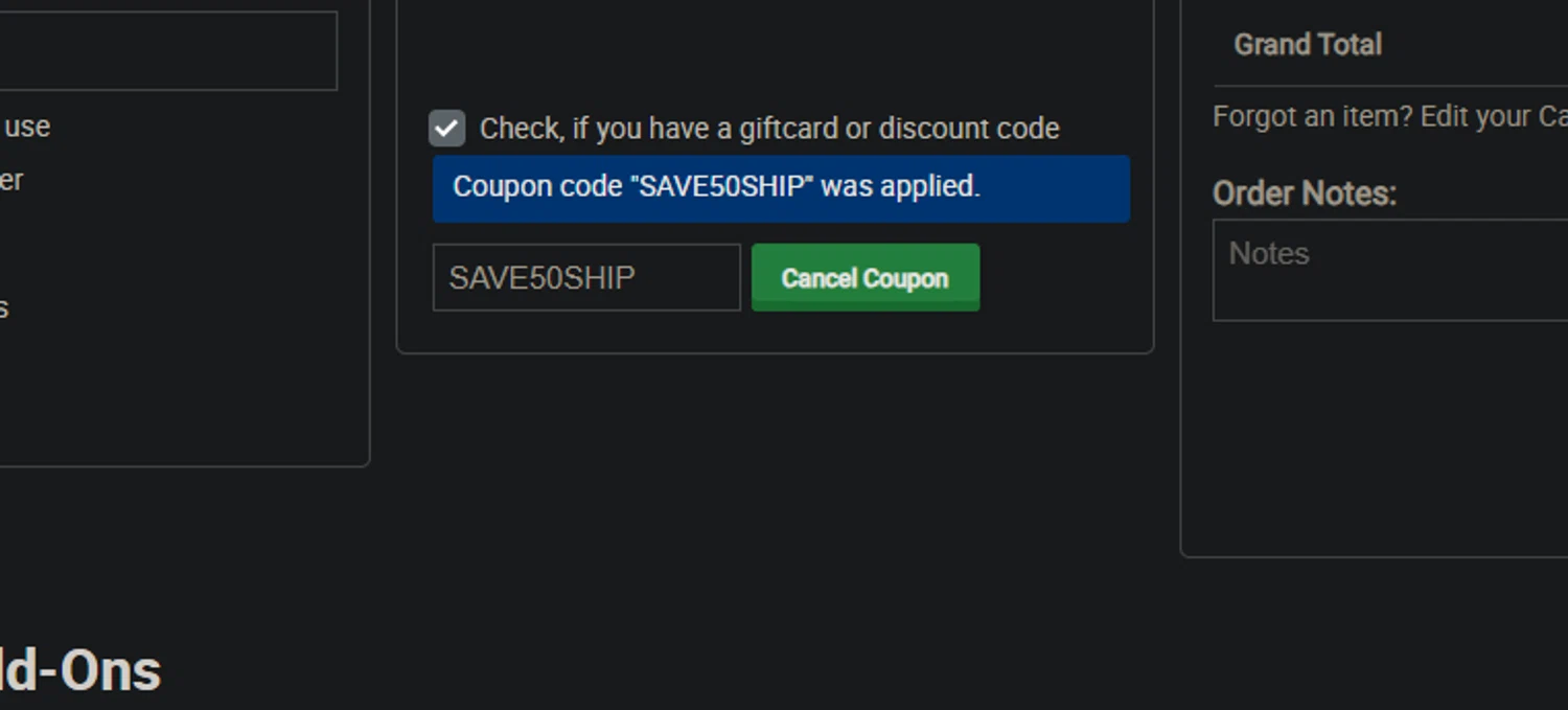 Subaru Online Parts discount code screenshot showing code SAVE50SHIP applied at Subaru Online Parts checkout page. Uploaded by SimplyCodes community member PedroNavaja on Oct 8, 2025