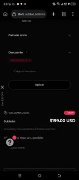 WELCOMESUBLUE coupon verification screenshot