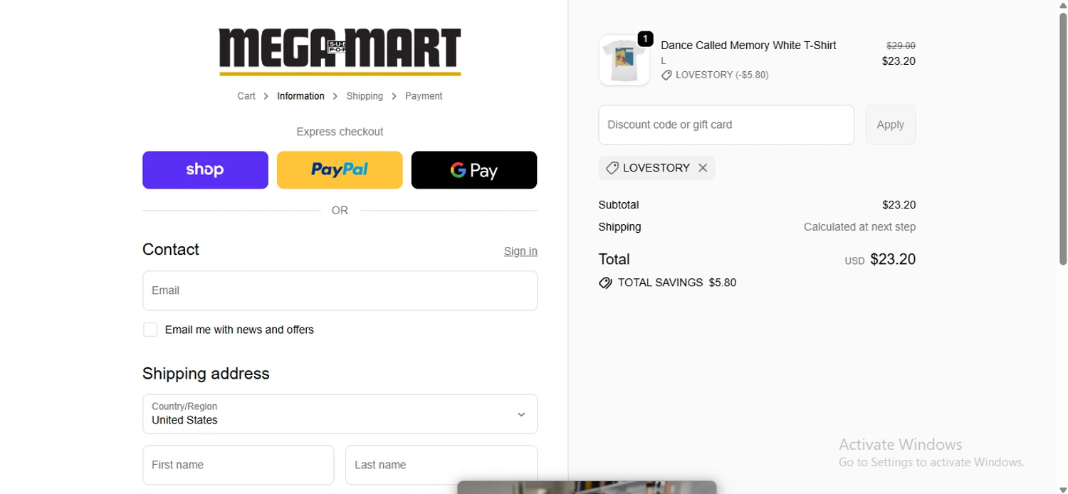 Sub Pop discount code screenshot showing code LOVESTORY applied at Sub Pop checkout page. Uploaded by SimplyCodes community member anosesmith on Nov 6, 2025