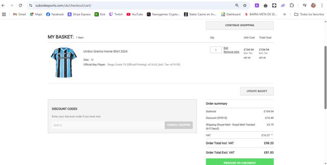 Subside Sports checkout page showing Subside Sports discount code box | Screenshot taken by SimplyCodes community member on Mar 20, 2025