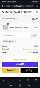 Freeship50 coupon verification screenshot