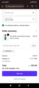 FREESHIP coupon verification screenshot