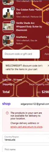 WELCOMEGIFT coupon verification screenshot