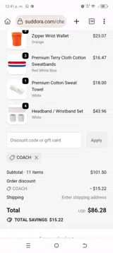 Suddora.com coupon verification screenshot