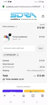 Suddora.com coupon verification screenshot