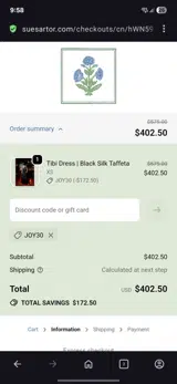 Joy30 coupon verification screenshot