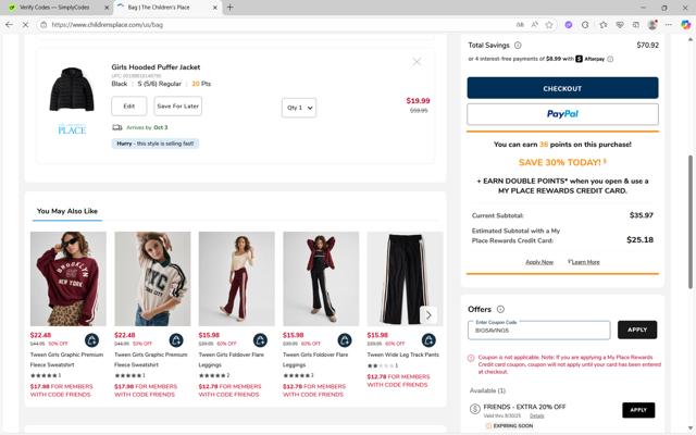 Sugar & Jade checkout page showing Sugar & Jade promo code box | Screenshot taken by SimplyCodes community member on Sep 27, 2025