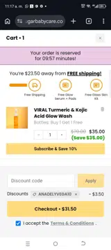ANADELYVEGA10 coupon verification screenshot