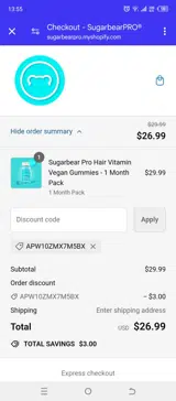 APW10ZMX7M5BX coupon verification screenshot