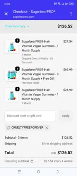 CRUELTYFREEFOREVER coupon verification screenshot