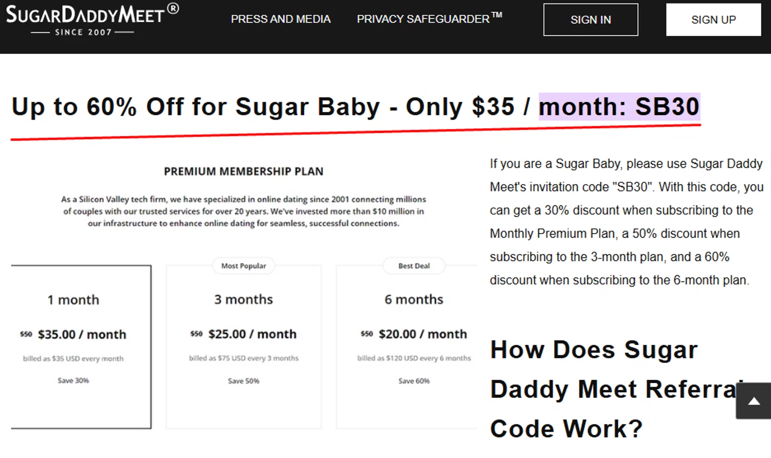 SugarDaddyMeet promo code screenshot showing code SB30 applied at SugarDaddyMeet checkout page. Uploaded by SimplyCodes community member paola49520 on Oct 31, 2025