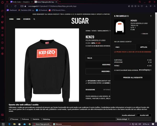 Sugar.it checkout page showing Sugar.it promo code box | Screenshot taken by SimplyCodes community member on Aug 11, 2023