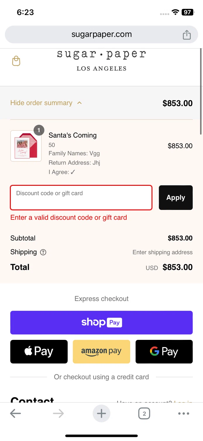 how to use Sugar Paper coupons