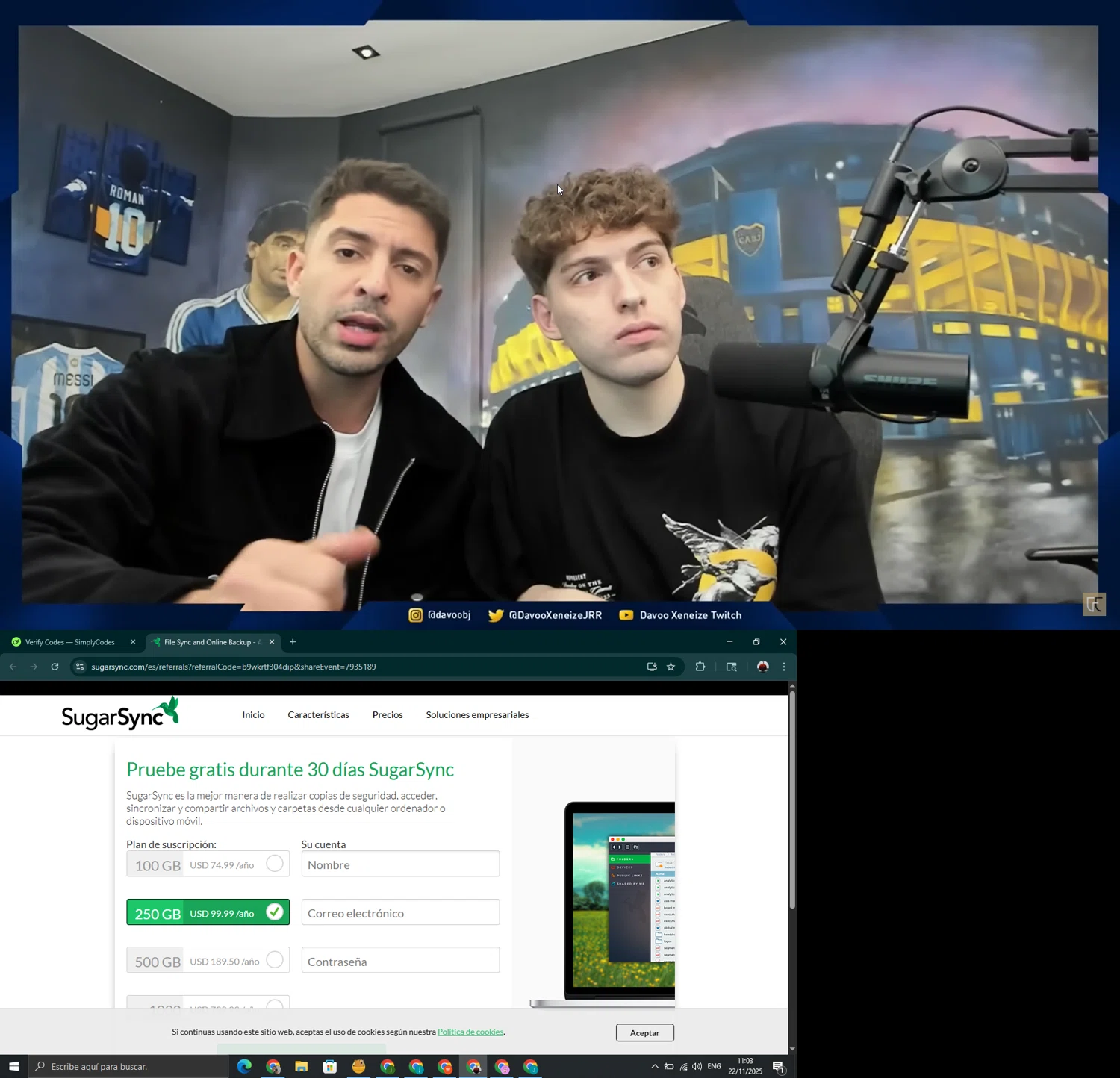 SugarSync promo code screenshot showing code b9wkrtf304 applied at SugarSync checkout page. Uploaded by SimplyCodes community member youngonzalo on Nov 22, 2025