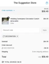 Decoration coupon verification screenshot