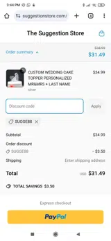 SUGGE88 coupon verification screenshot