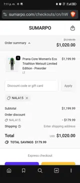 NALA15 coupon verification screenshot