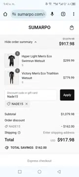 Nade15 coupon verification screenshot