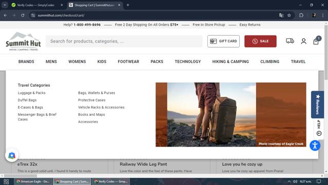 Summit Hut checkout page showing Summit Hut coupon code box | Screenshot taken by SimplyCodes community member on Sep 20, 2024