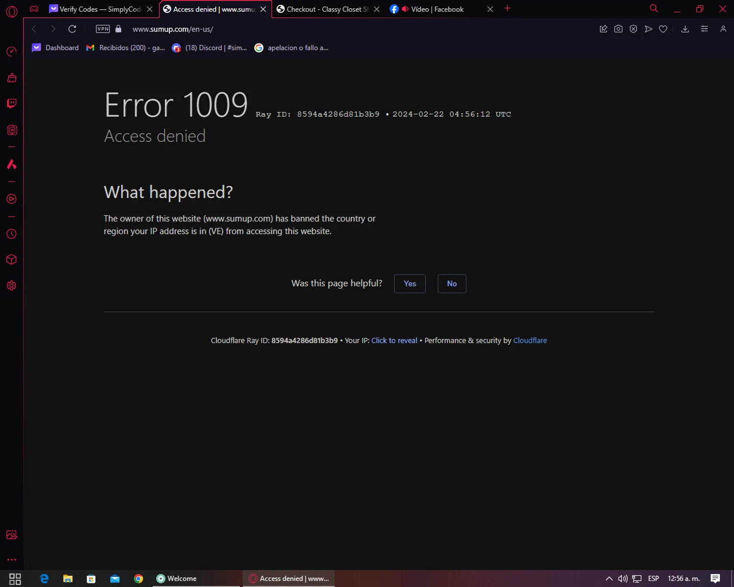 SumUp checkout page showing SumUp discount code box | Screenshot taken by SimplyCodes community member on Feb 22, 2024